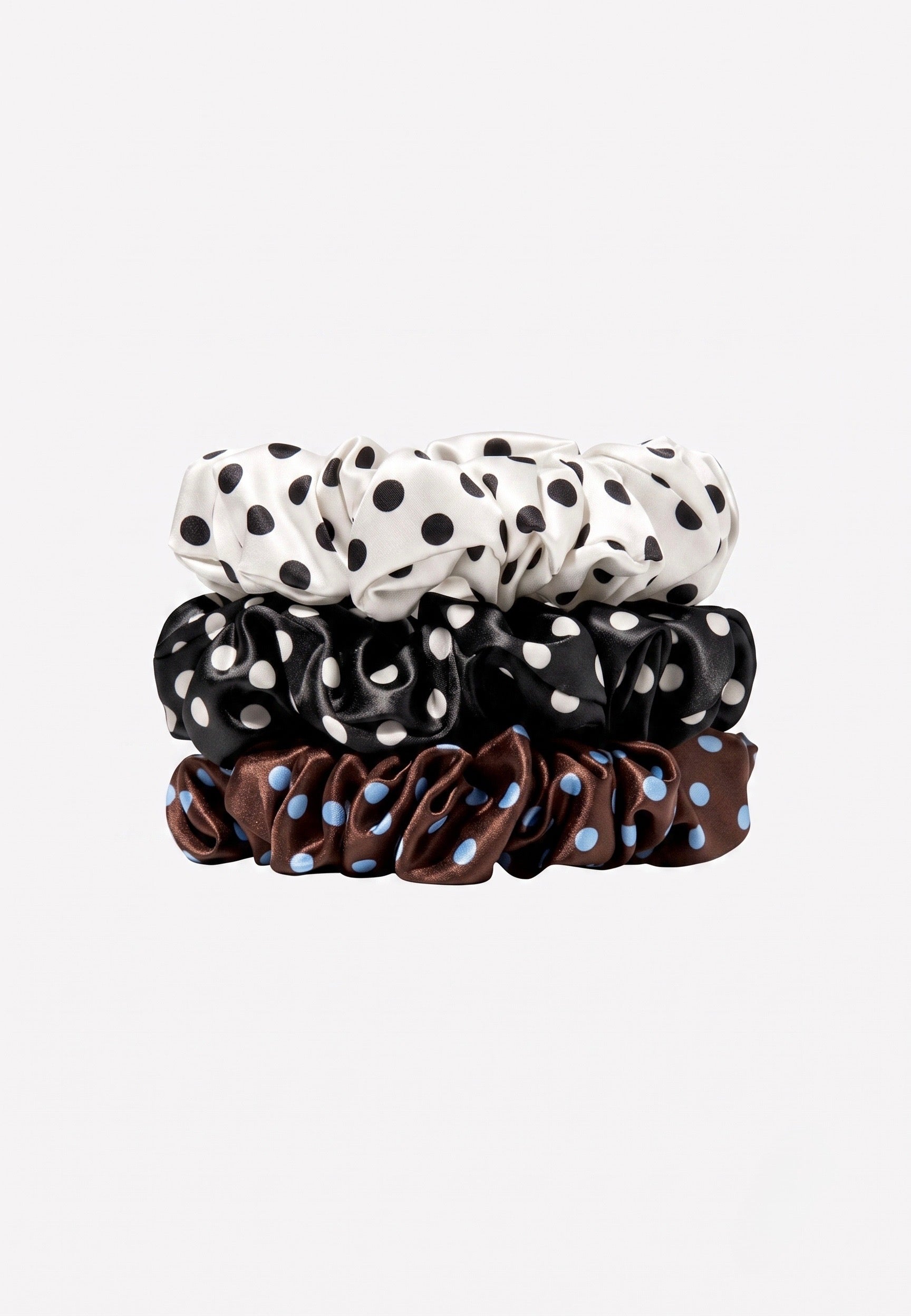 Polka Dot Satin Scrunchies Set