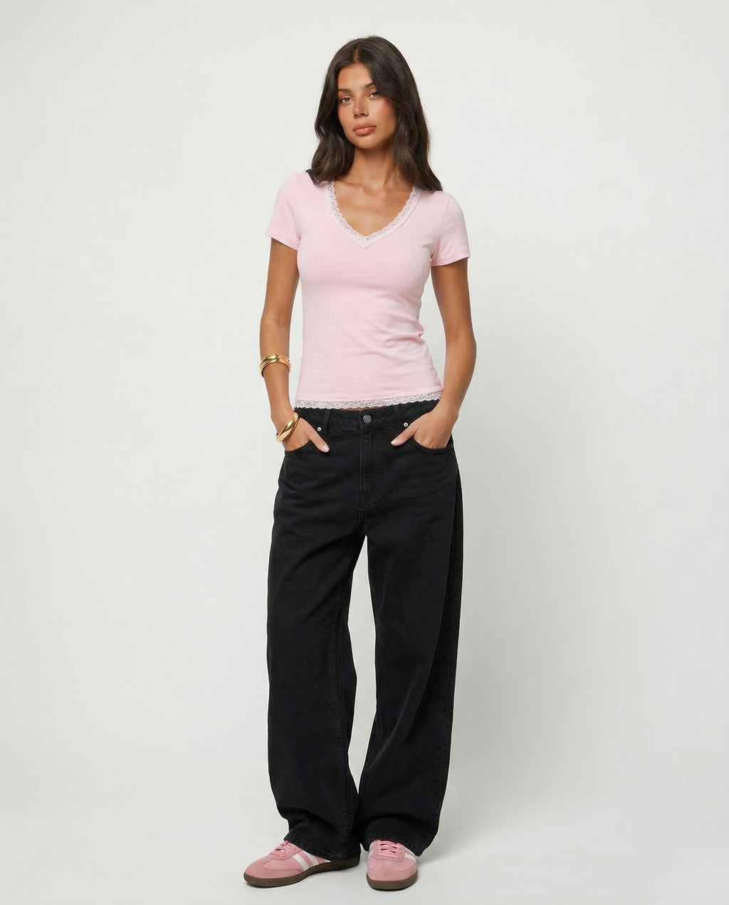 V-Neck Lace Tops