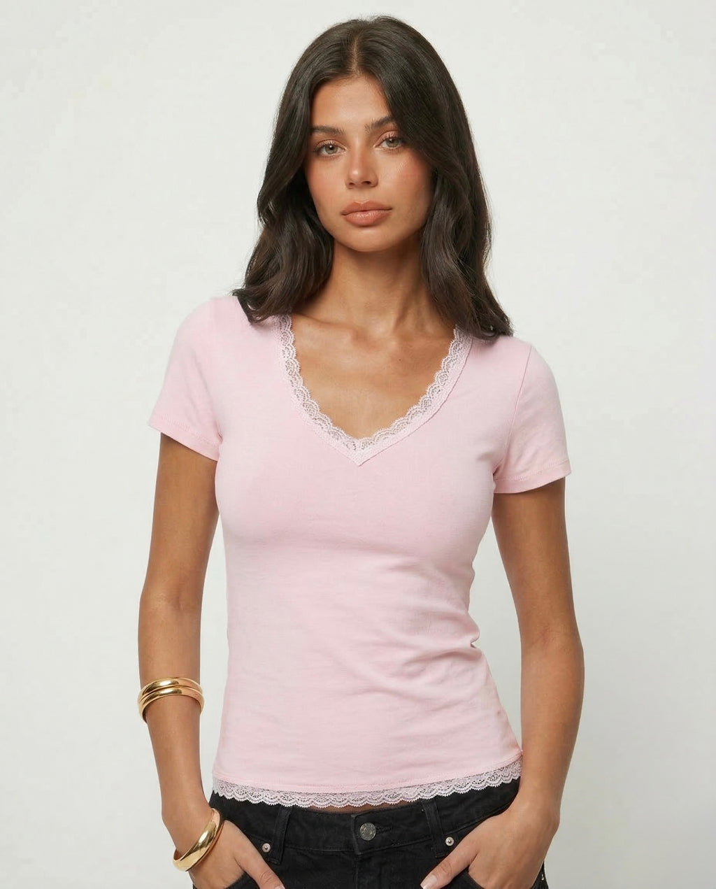 V-Neck Lace Tops