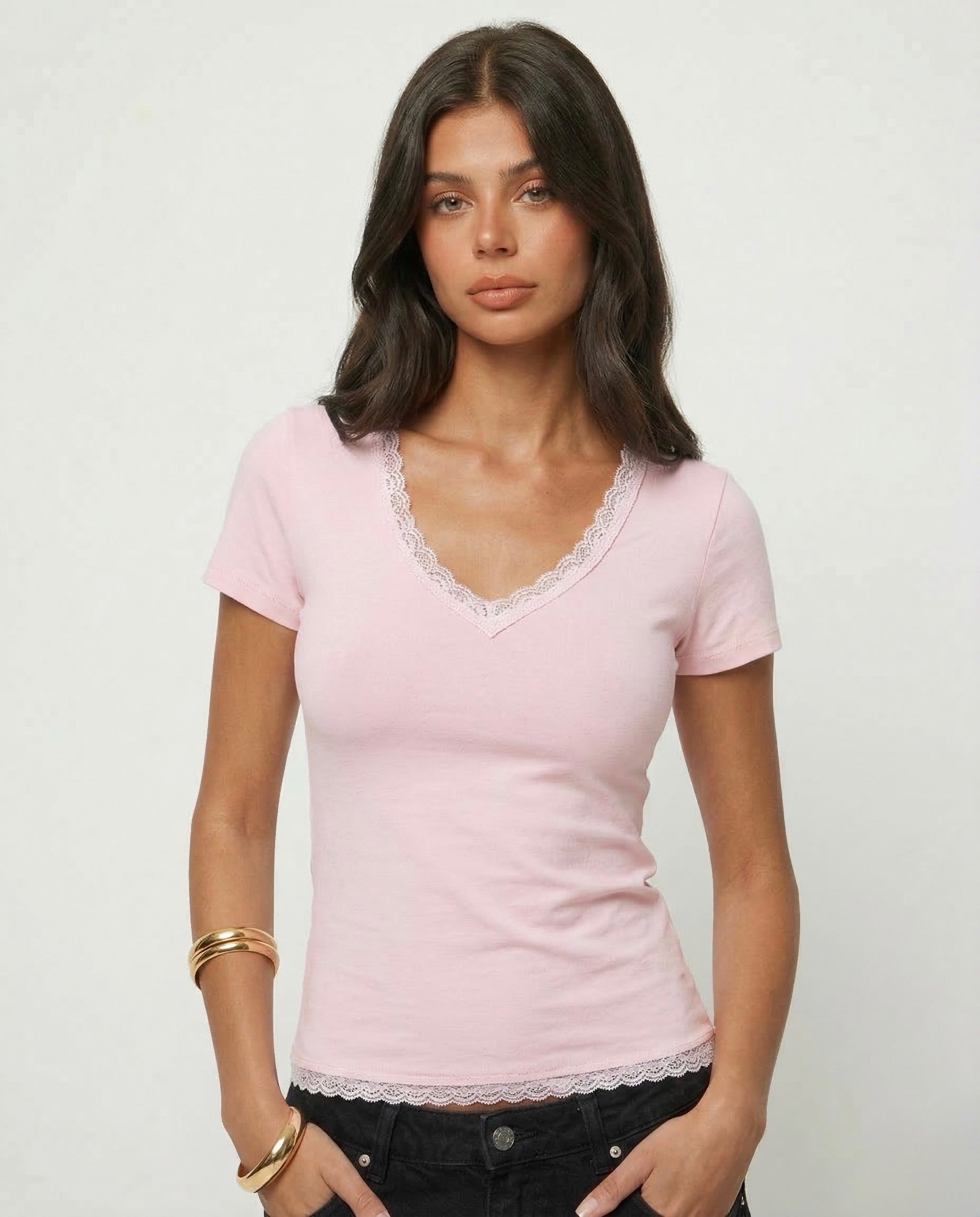 V-Neck Lace Tops