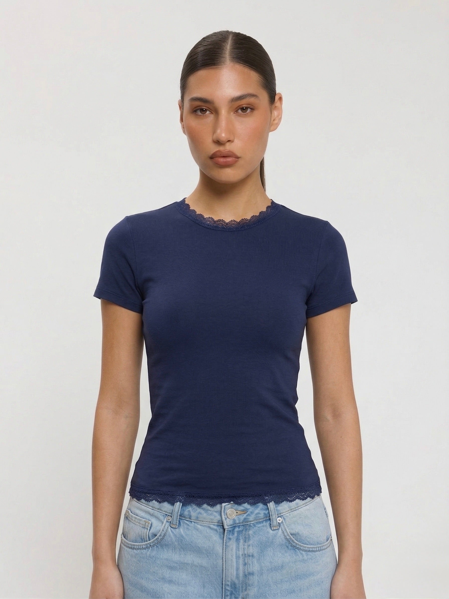 Lace Short Sleeve Tops