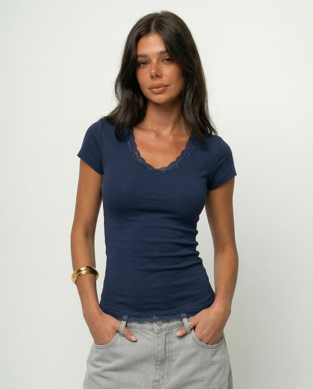 V-Neck Lace Tops